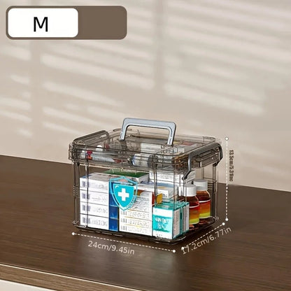 storage box Home plastic first aid box with handle Transparent home emergency tool kit Drug storage box - Smoothy Home