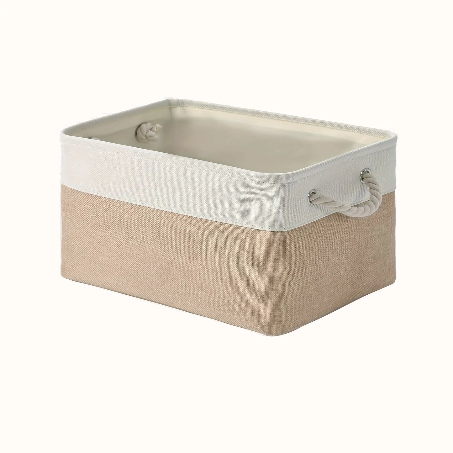Storage Box with Handles Foldable Wardrobe Baskets for Storage Canvas Linen Storage Baskets for Clothes Toys Towels Office - Smoothy Home