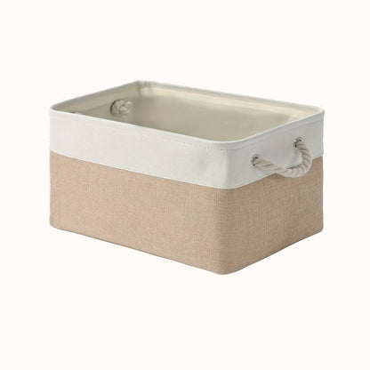Storage Box with Handles Foldable Wardrobe Baskets for Storage Canvas Linen Storage Baskets for Clothes Toys Towels Office - Smoothy Home