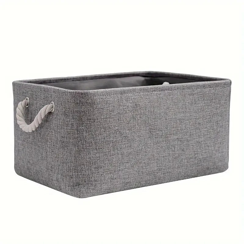 Storage Box with Handles Foldable Wardrobe Baskets for Storage Canvas Linen Storage Baskets for Clothes Toys Towels Office - Smoothy Home