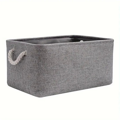 Storage Box with Handles Foldable Wardrobe Baskets for Storage Canvas Linen Storage Baskets for Clothes Toys Towels Office - Smoothy Home