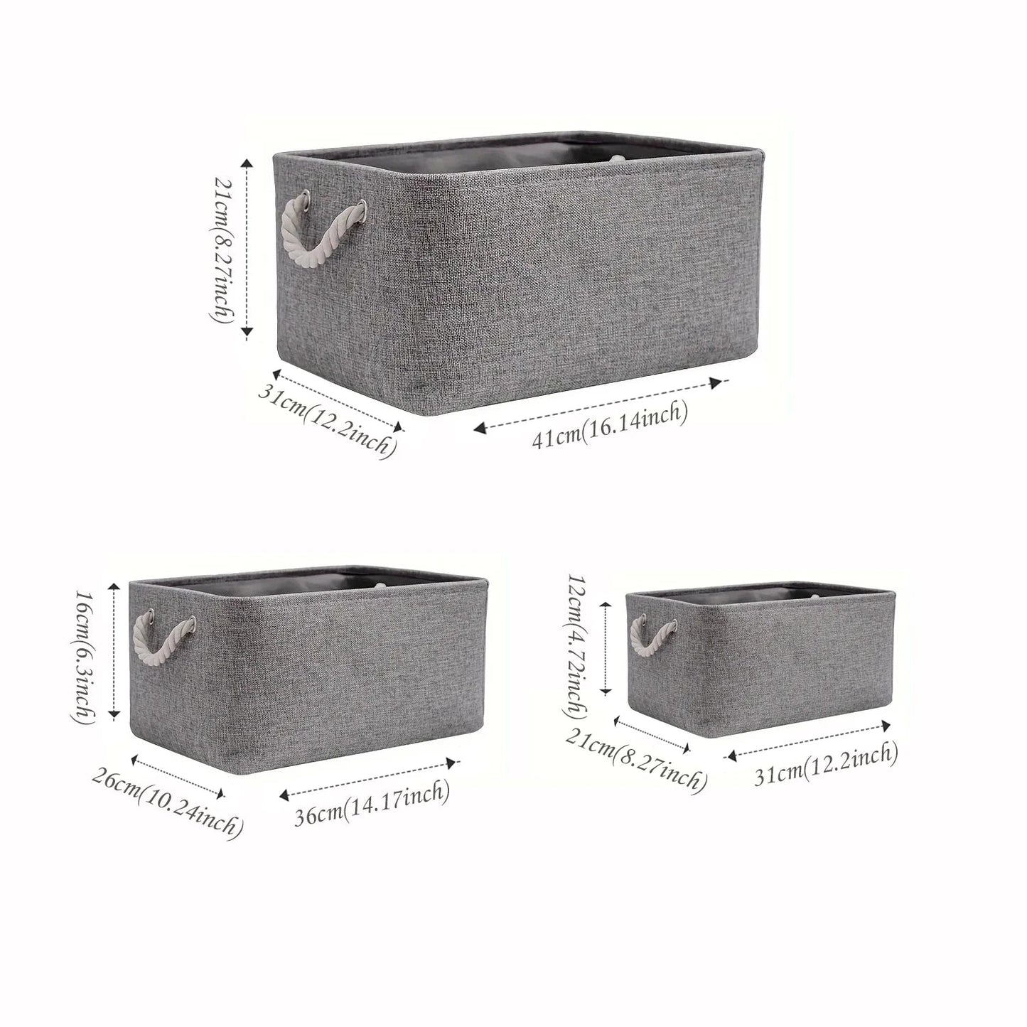 Storage Box with Handles Foldable Wardrobe Baskets for Storage Canvas Linen Storage Baskets for Clothes Toys Towels Office - Smoothy Home