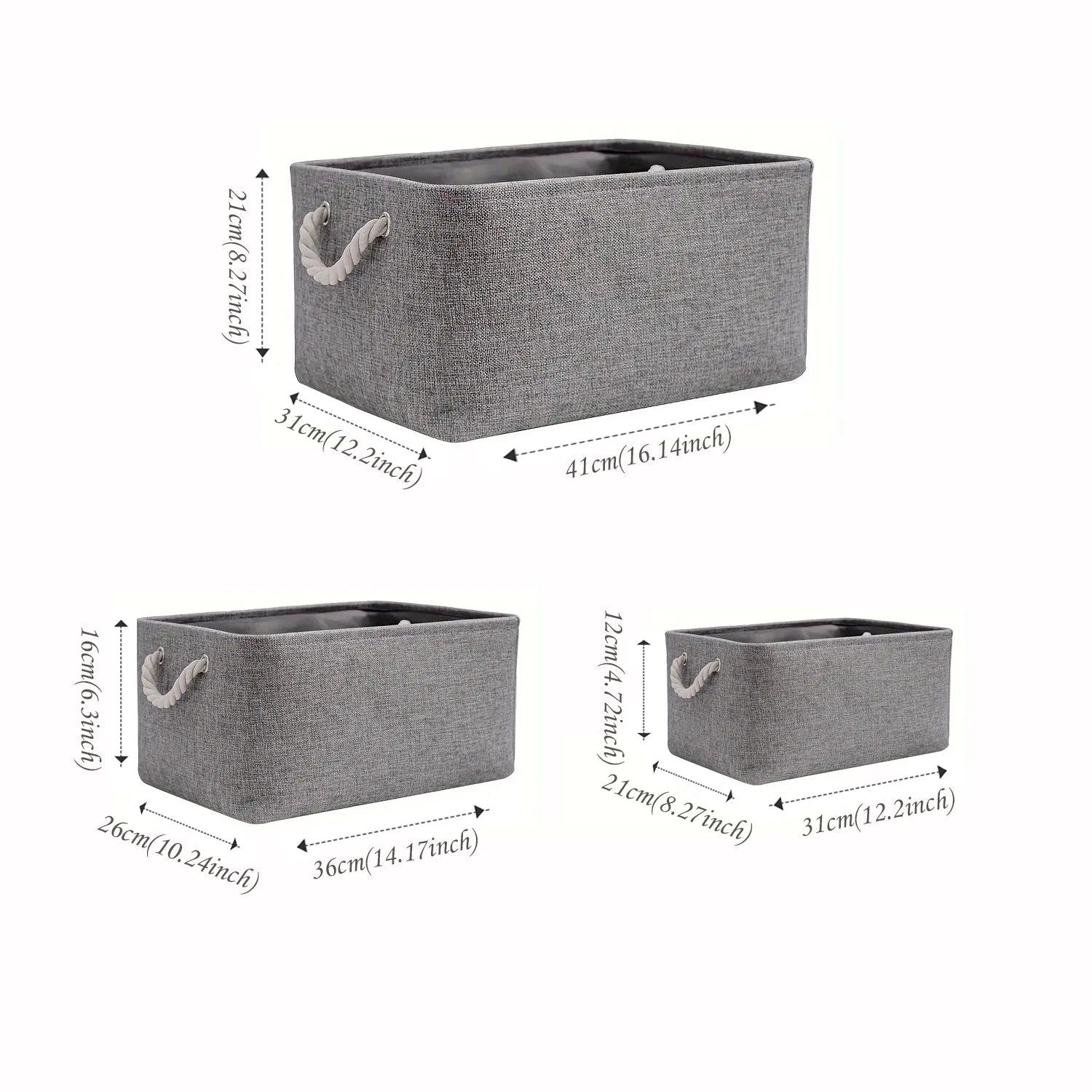 Storage Box with Handles Foldable Wardrobe Baskets for Storage Canvas Linen Storage Baskets for Clothes Toys Towels Office - Smoothy Home