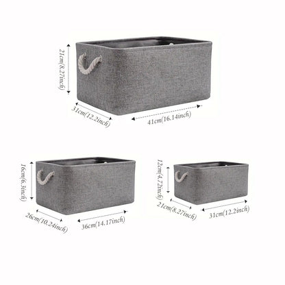Storage Box with Handles Foldable Wardrobe Baskets for Storage Canvas Linen Storage Baskets for Clothes Toys Towels Office - Smoothy Home