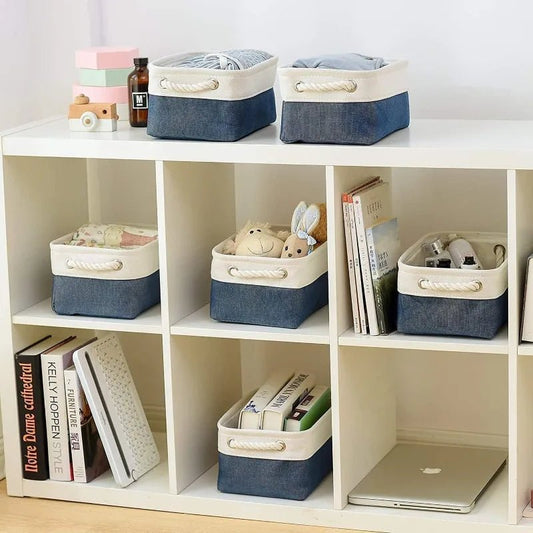 Storage Box with Handles Foldable Wardrobe Baskets for Storage Canvas Linen Storage Baskets for Clothes Toys Towels Office - Smoothy Home