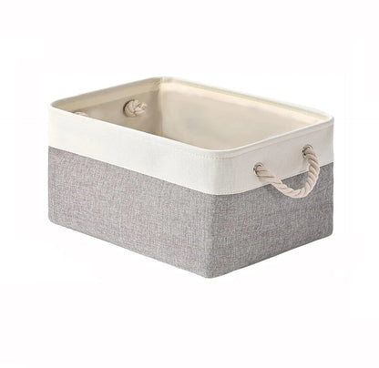 Storage Box with Handles Foldable Wardrobe Baskets for Storage Canvas Linen Storage Baskets for Clothes Toys Towels Office - Smoothy Home