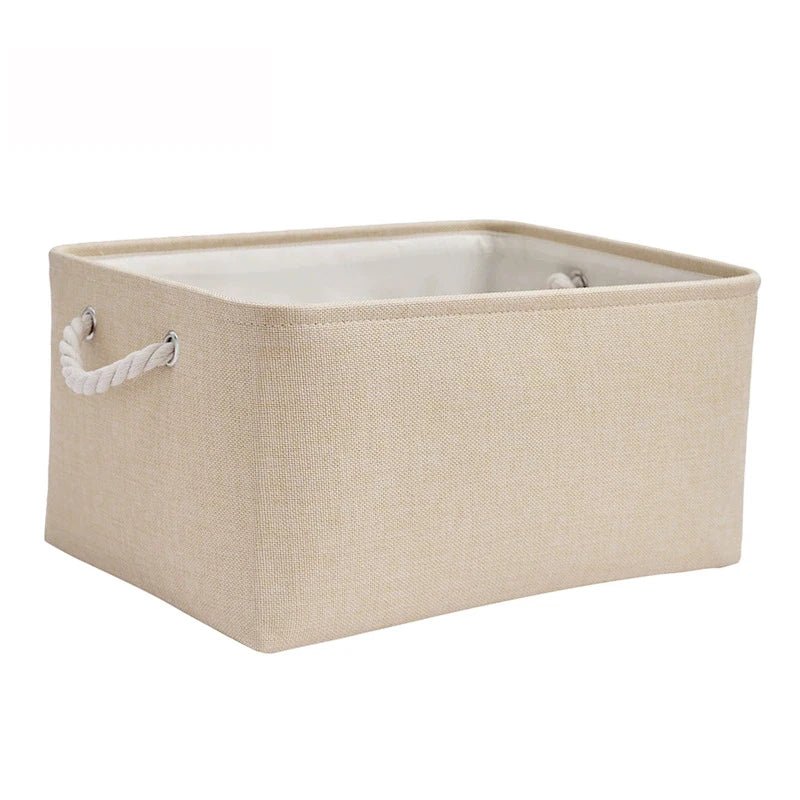 Storage Box with Handles Foldable Wardrobe Baskets for Storage Canvas Linen Storage Baskets for Clothes Toys Towels Office - Smoothy Home