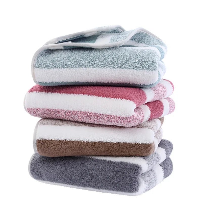 Striped Coral Fleece Towel Set - Smoothy Home