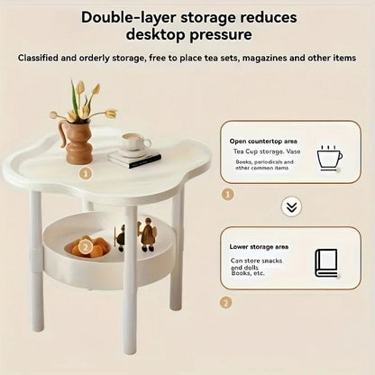 [Stylish Side Table] Stylish Modern Round Side Table with Storage Shelf | Space-Saving, Lightweight for Living Room, Bedroom - Smoothy Home