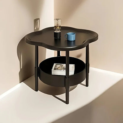 [Stylish Side Table] Stylish Modern Round Side Table with Storage Shelf | Space-Saving, Lightweight for Living Room, Bedroom - Smoothy Home