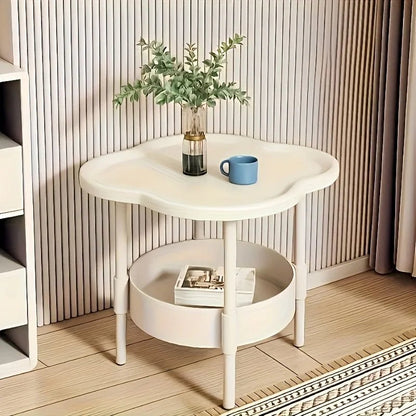 [Stylish Side Table] Stylish Modern Round Side Table with Storage Shelf | Space-Saving, Lightweight for Living Room, Bedroom - Smoothy Home