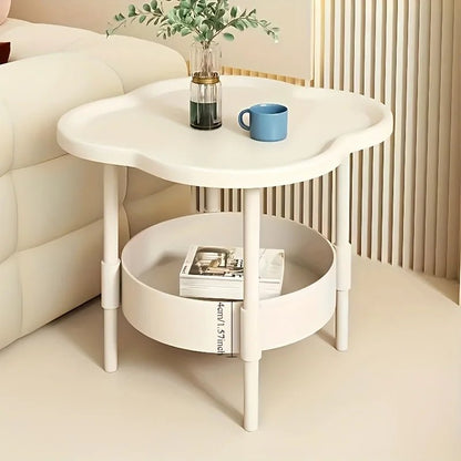 [Stylish Side Table] Stylish Modern Round Side Table with Storage Shelf | Space-Saving, Lightweight for Living Room, Bedroom - Smoothy Home