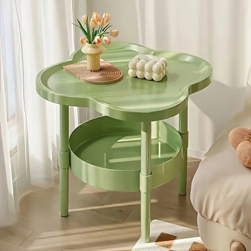 [Stylish Side Table] Stylish Modern Round Side Table with Storage Shelf | Space-Saving, Lightweight for Living Room, Bedroom - Smoothy Home