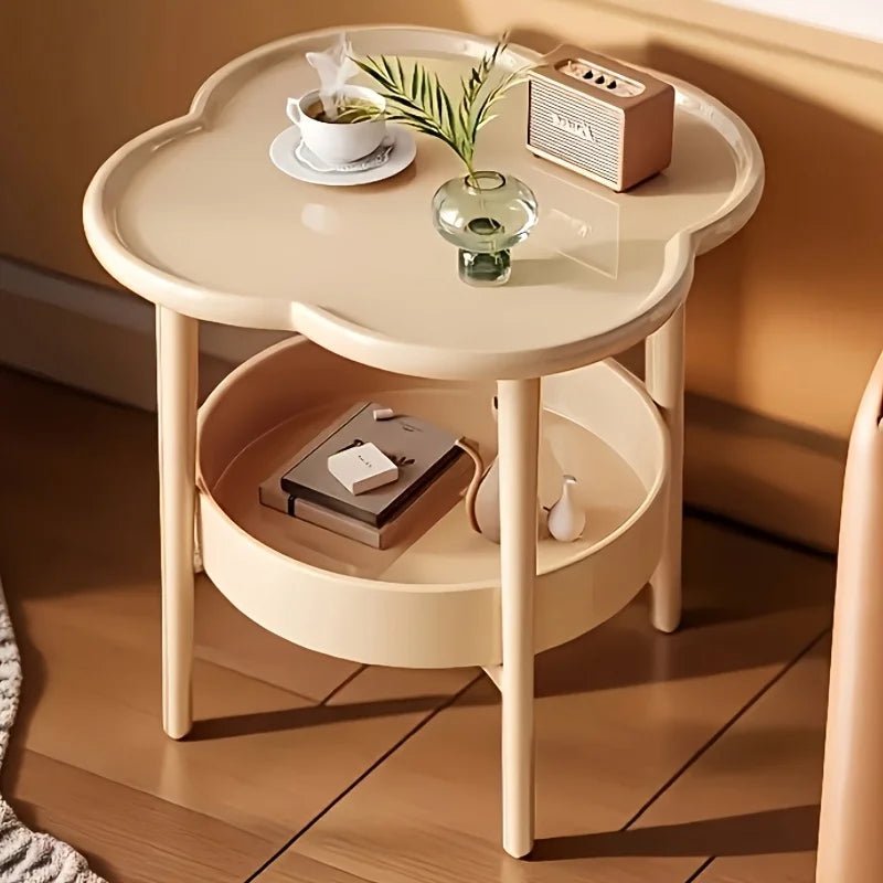 [Stylish Side Table] Stylish Modern Round Side Table with Storage Shelf | Space-Saving, Lightweight for Living Room, Bedroom - Smoothy Home