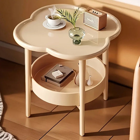 [Stylish Side Table] Stylish Modern Round Side Table with Storage Shelf | Space-Saving, Lightweight for Living Room, Bedroom - Smoothy Home