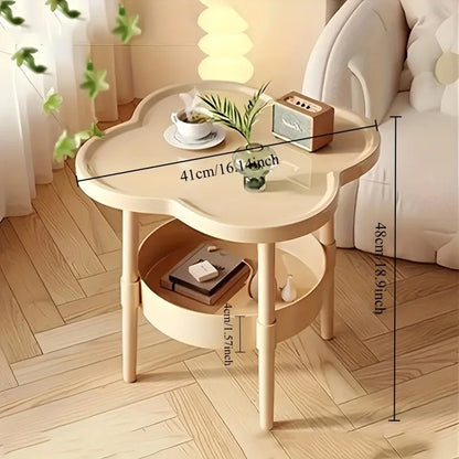 [Stylish Side Table] Stylish Modern Round Side Table with Storage Shelf | Space-Saving, Lightweight for Living Room, Bedroom - Smoothy Home