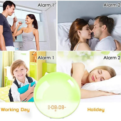 Sunrise Alarm Clock Wake Up Light Clock Sunrise/Sunset Simulation Digital Clock with Night Light FM Radio Desk Clocks - Smoothy Home