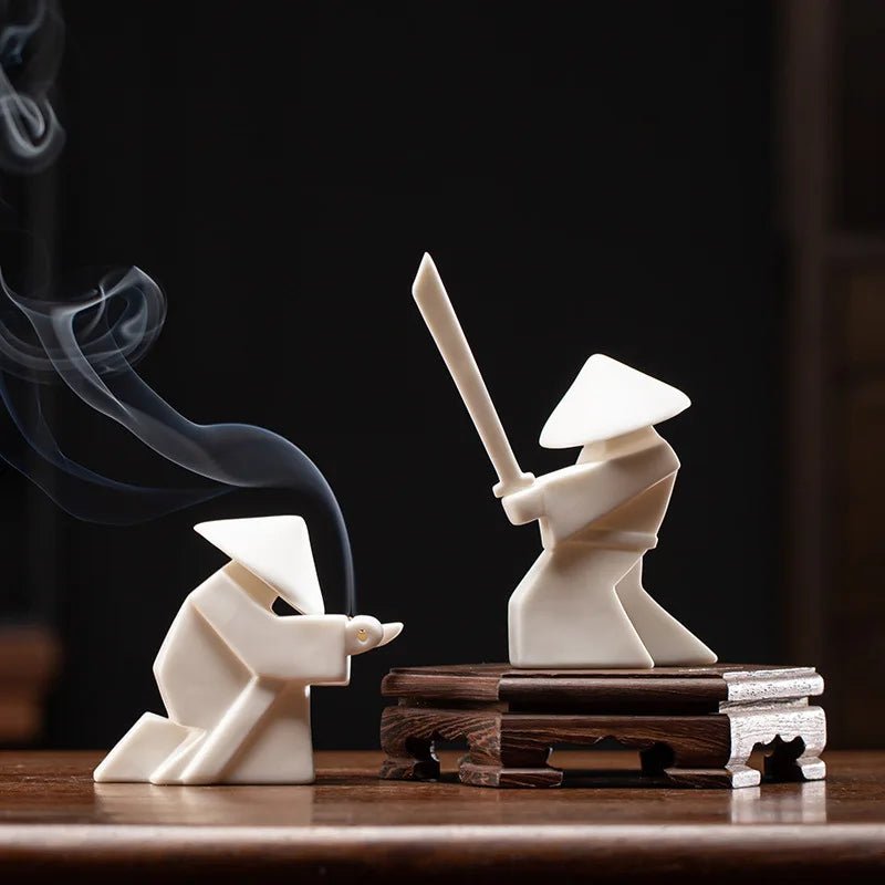 Swordsman Chivalrous Expert Ceramic Samurai Knight Statue Home Decoration Incense Stick Burner Holder High Quality Gift Zen - Smoothy Home
