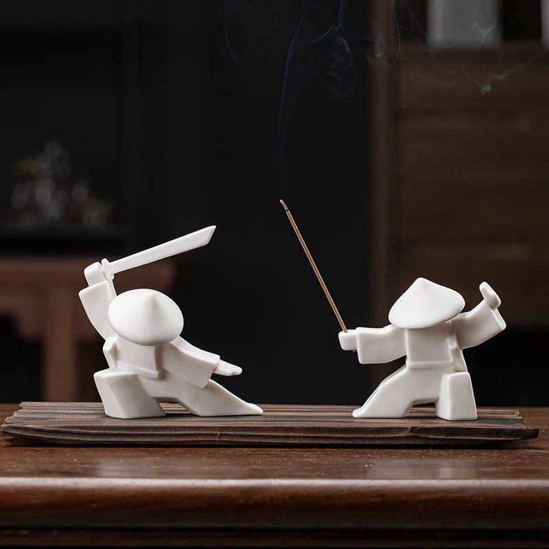 Swordsman Chivalrous Expert Ceramic Samurai Knight Statue Home Decoration Incense Stick Burner Holder High Quality Gift Zen - Smoothy Home