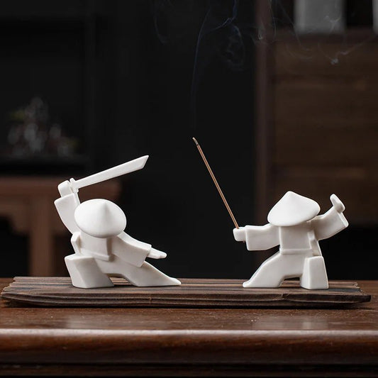 Swordsman Chivalrous Expert Ceramic Samurai Knight Statue Home Decoration Incense Stick Burner Holder High Quality Gift Zen - Smoothy Home