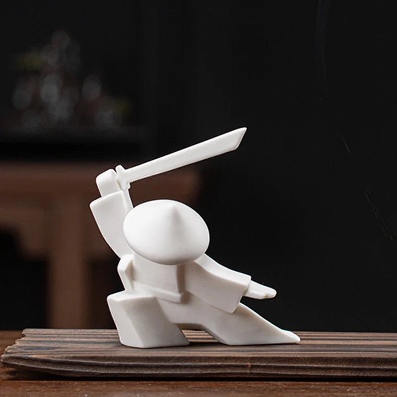 Swordsman Chivalrous Expert Ceramic Samurai Knight Statue Home Decoration Incense Stick Burner Holder High Quality Gift Zen - Smoothy Home