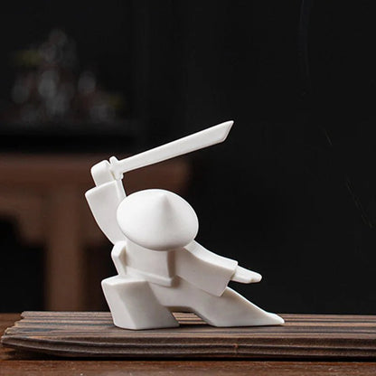 Swordsman Chivalrous Expert Ceramic Samurai Knight Statue Home Decoration Incense Stick Burner Holder High Quality Gift Zen - Smoothy Home