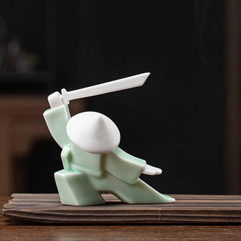 Swordsman Chivalrous Expert Ceramic Samurai Knight Statue Home Decoration Incense Stick Burner Holder High Quality Gift Zen - Smoothy Home