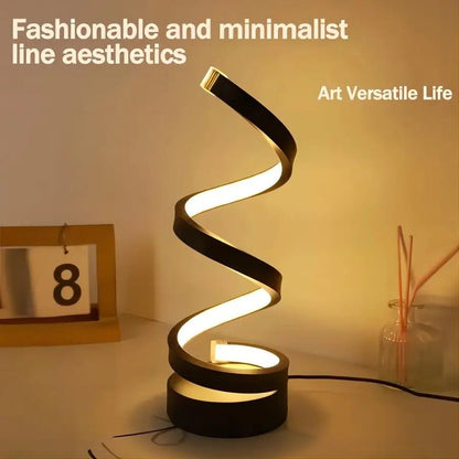 Table Lamps for Living Room,Modern Spiral Dimmable LED Table Lamp, Small Bedside Lamps, Nightstand Lamp for Bedroom Office Home - Smoothy Home
