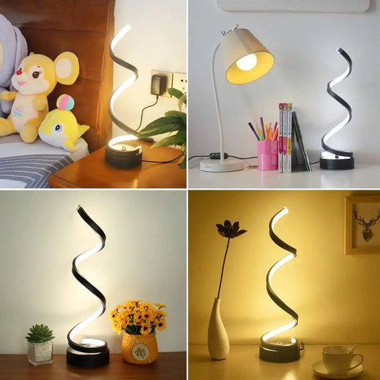 Table Lamps for Living Room,Modern Spiral Dimmable LED Table Lamp, Small Bedside Lamps, Nightstand Lamp for Bedroom Office Home - Smoothy Home