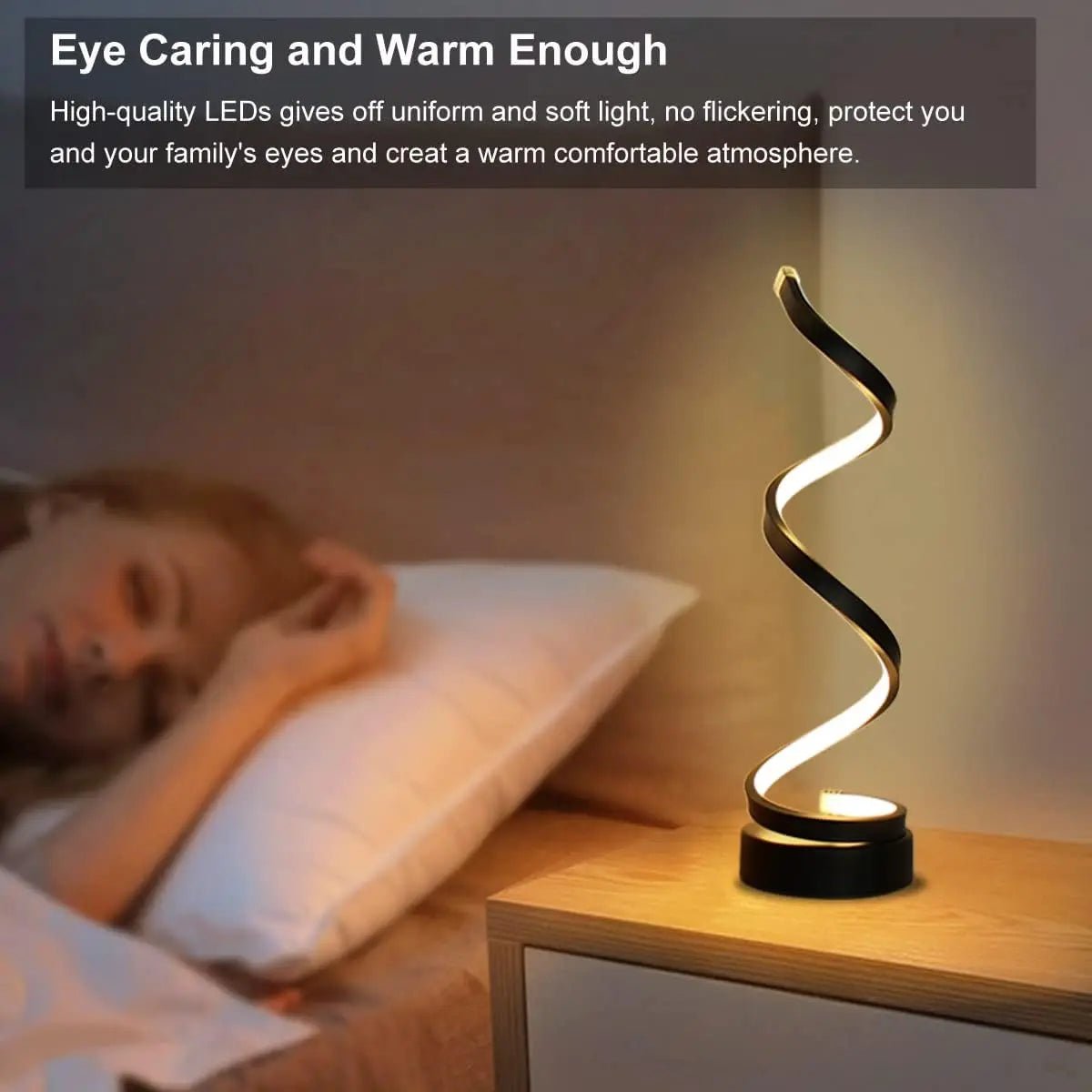 Table Lamps for Living Room,Modern Spiral Dimmable LED Table Lamp, Small Bedside Lamps, Nightstand Lamp for Bedroom Office Home - Smoothy Home