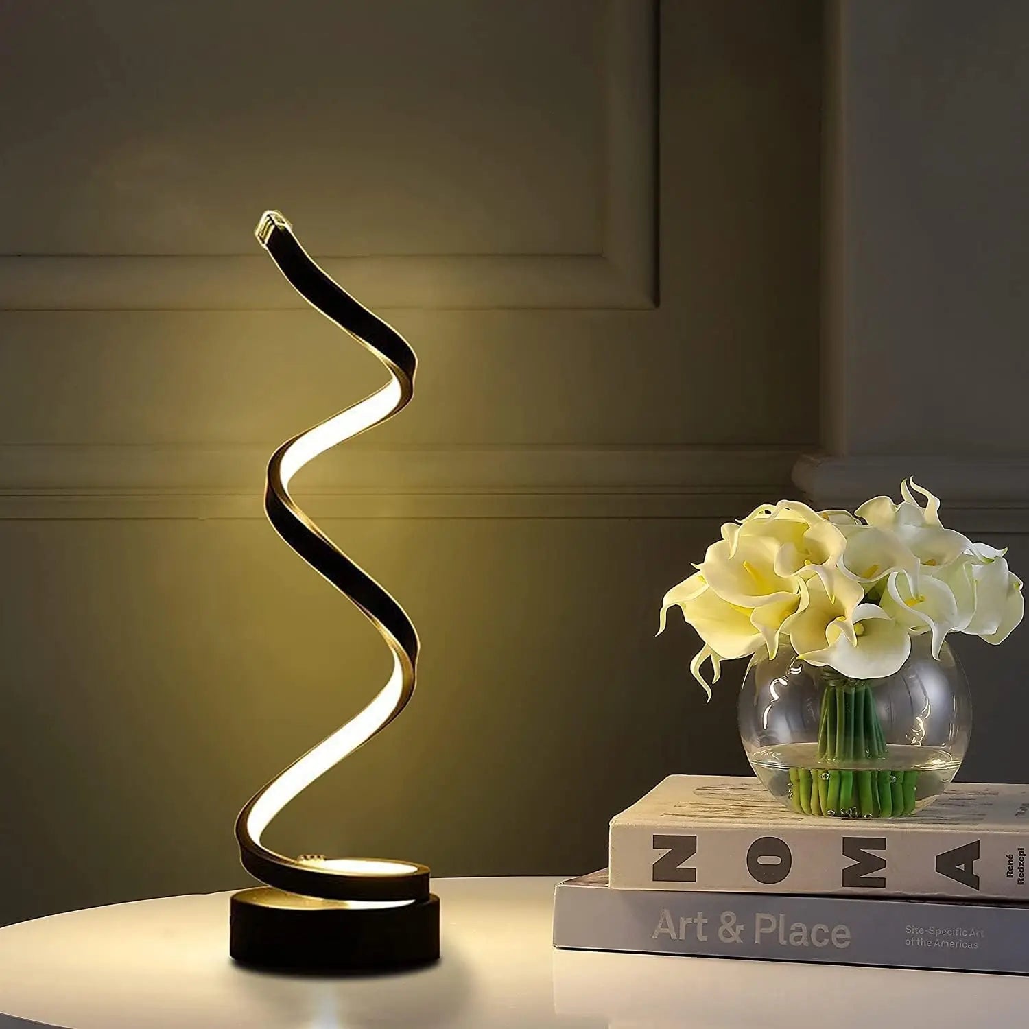 Table Lamps for Living Room,Modern Spiral Dimmable LED Table Lamp, Small Bedside Lamps, Nightstand Lamp for Bedroom Office Home - Smoothy Home