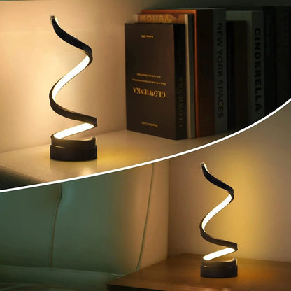 Table Lamps for Living Room,Modern Spiral Dimmable LED Table Lamp, Small Bedside Lamps, Nightstand Lamp for Bedroom Office Home - Smoothy Home
