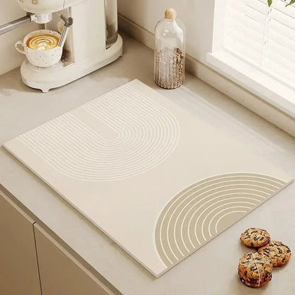 Tableware Drying Mat Soft Drain Pad Non-slip Super Absorbent Wear-resistant Coffee Machine Mat Kitchen Table Courtyard Decor - Smoothy Home