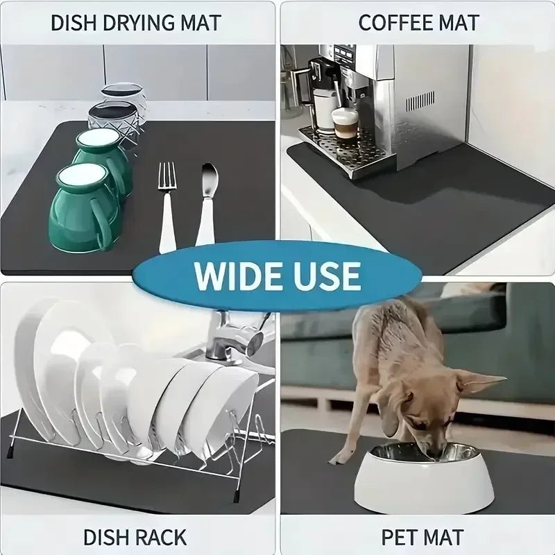 Tableware Drying Mat Soft Drain Pad Non-slip Super Absorbent Wear-resistant Coffee Machine Mat Kitchen Table Courtyard Decor - Smoothy Home