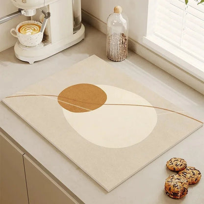 Tableware Drying Mat Soft Drain Pad Non-slip Super Absorbent Wear-resistant Coffee Machine Mat Kitchen Table Courtyard Decor - Smoothy Home