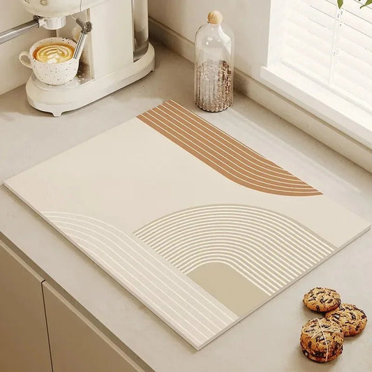 Tableware Drying Mat Soft Drain Pad Non-slip Super Absorbent Wear-resistant Coffee Machine Mat Kitchen Table Courtyard Decor - Smoothy Home