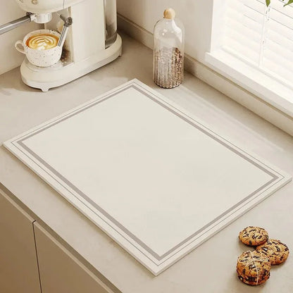 Tableware Drying Mat Soft Drain Pad Non-slip Super Absorbent Wear-resistant Coffee Machine Mat Kitchen Table Courtyard Decor - Smoothy Home