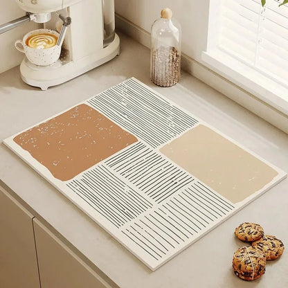 Tableware Drying Mat Soft Drain Pad Non-slip Super Absorbent Wear-resistant Coffee Machine Mat Kitchen Table Courtyard Decor - Smoothy Home