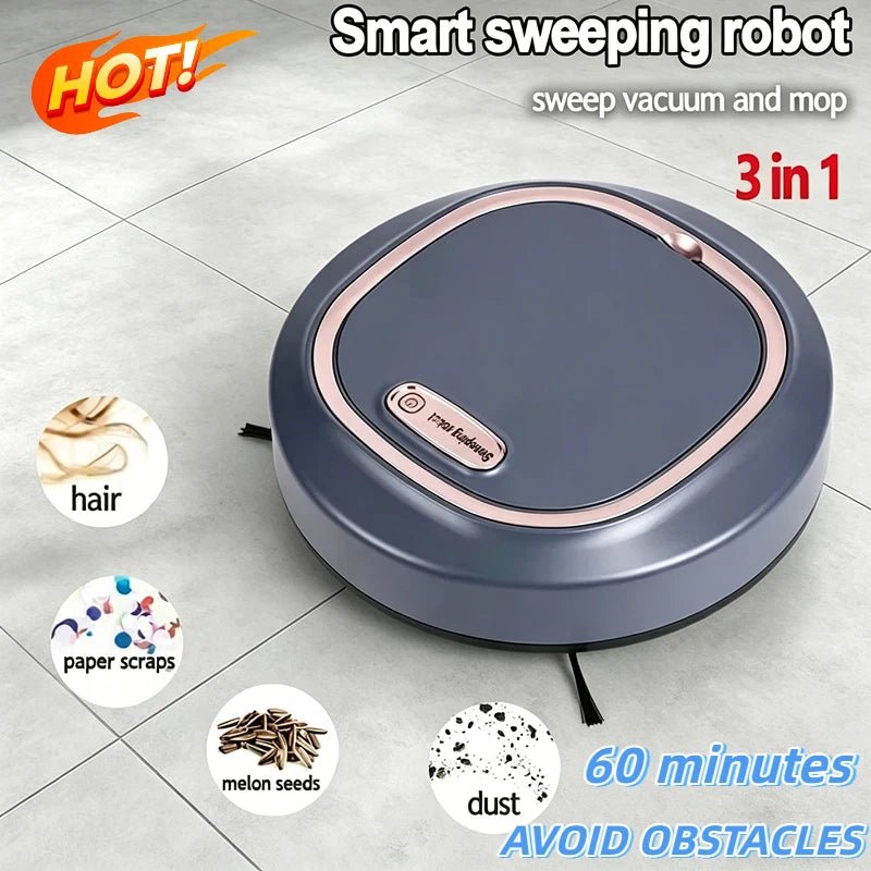 Tactile Activation Lazy Person Intelligent Automatic Sweeping Robot 3-in-1 Wet Dry Home Sweeper USB Rechargeable Vacuum Cleaner - Smoothy Home