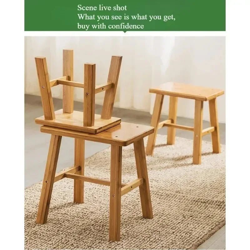Thickened Nanzhu Mazar Stool Wooden Bench Small Stool Short Household Bathroom Portable and Simple - Smoothy Home