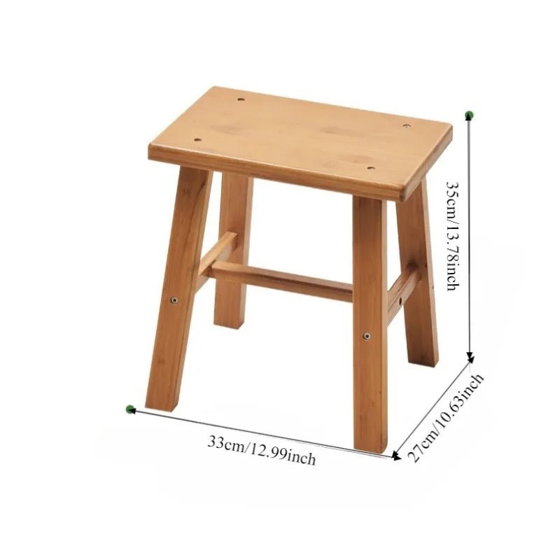 Thickened Nanzhu Mazar Stool Wooden Bench Small Stool Short Household Bathroom Portable and Simple - Smoothy Home