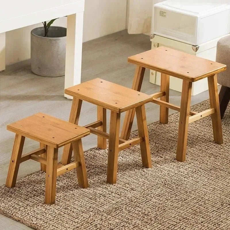 Thickened Nanzhu Mazar Stool Wooden Bench Small Stool Short Household Bathroom Portable and Simple - Smoothy Home