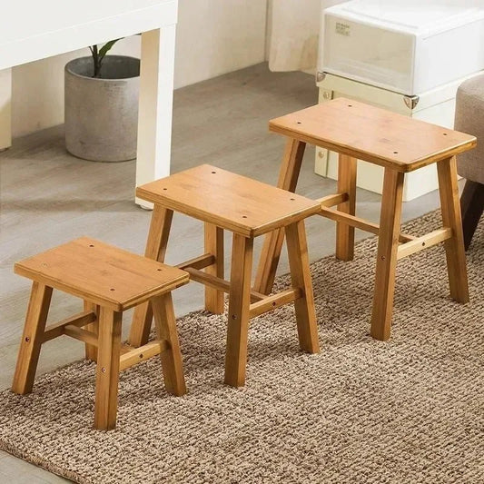 Thickened Nanzhu Mazar Stool Wooden Bench Small Stool Short Household Bathroom Portable and Simple - Smoothy Home