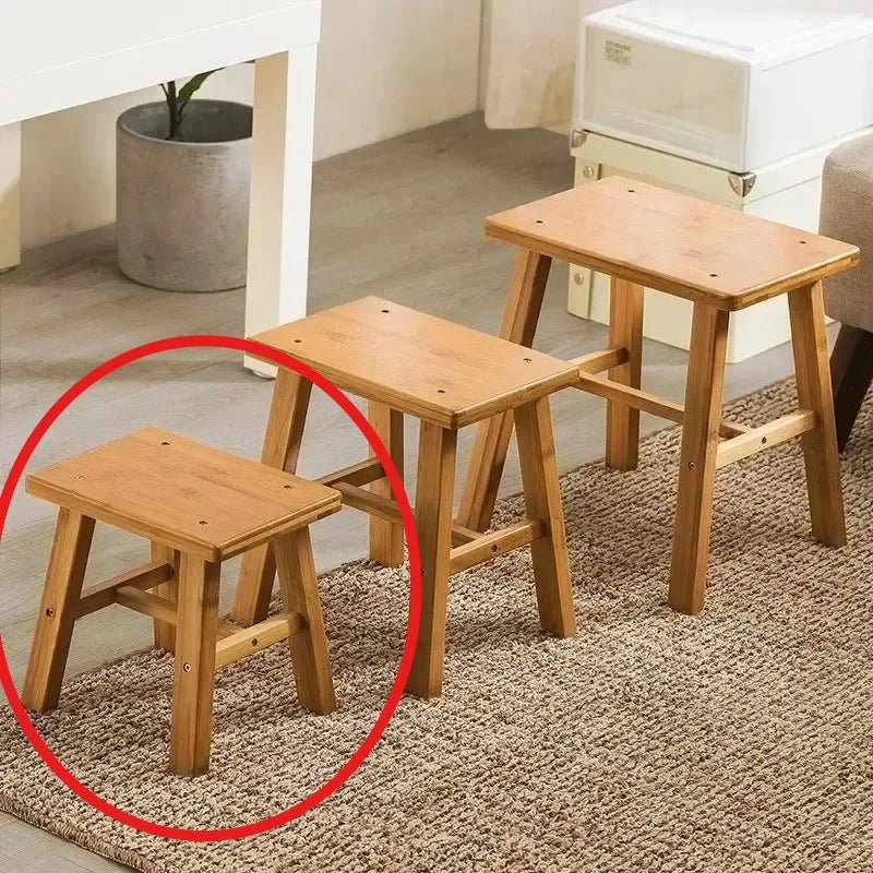 Thickened Nanzhu Mazar Stool Wooden Bench Small Stool Short Household Bathroom Portable and Simple - Smoothy Home