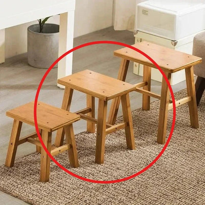 Thickened Nanzhu Mazar Stool Wooden Bench Small Stool Short Household Bathroom Portable and Simple - Smoothy Home