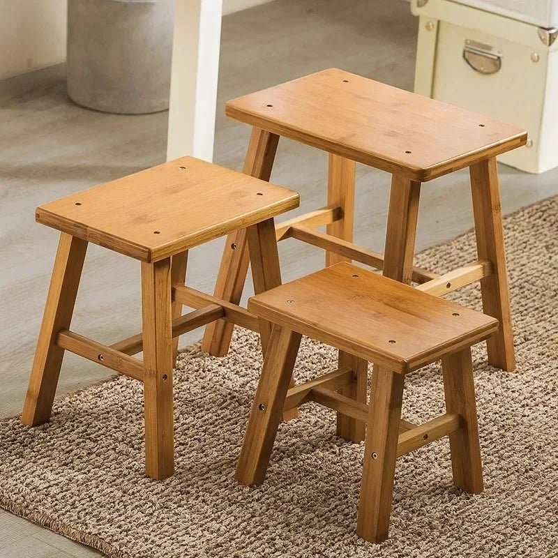Thickened Nanzhu Mazar Stool Wooden Bench Small Stool Short Household Bathroom Portable and Simple - Smoothy Home
