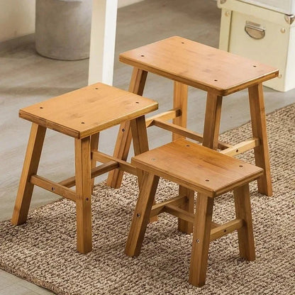 Thickened Nanzhu Mazar Stool Wooden Bench Small Stool Short Household Bathroom Portable and Simple - Smoothy Home