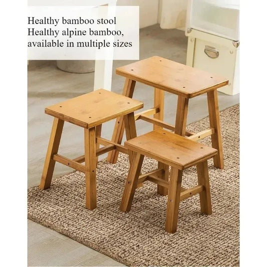 Thickened Nanzhu Mazar Stool Wooden Bench Small Stool Short Household Bathroom Portable and Simple - Smoothy Home