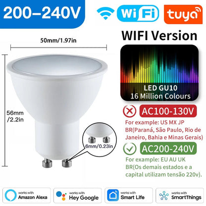 TNCE Tuya GU10 spots LED Bulb, zigbee downlight RGBC+W Dimmable Lamp, Smart Life remote Controller, Voice with Alexa Google home - Smoothy Home