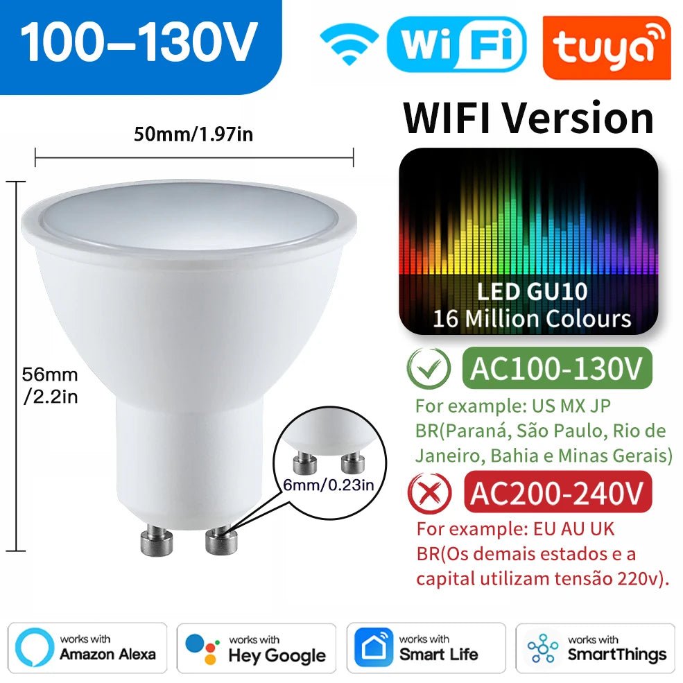 TNCE Tuya GU10 spots LED Bulb, zigbee downlight RGBC+W Dimmable Lamp, Smart Life remote Controller, Voice with Alexa Google home - Smoothy Home